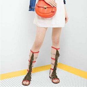 Aldo Tharesa Gladiator Fringe Boho Flat Western Cowgirl Sandals Size 7.5